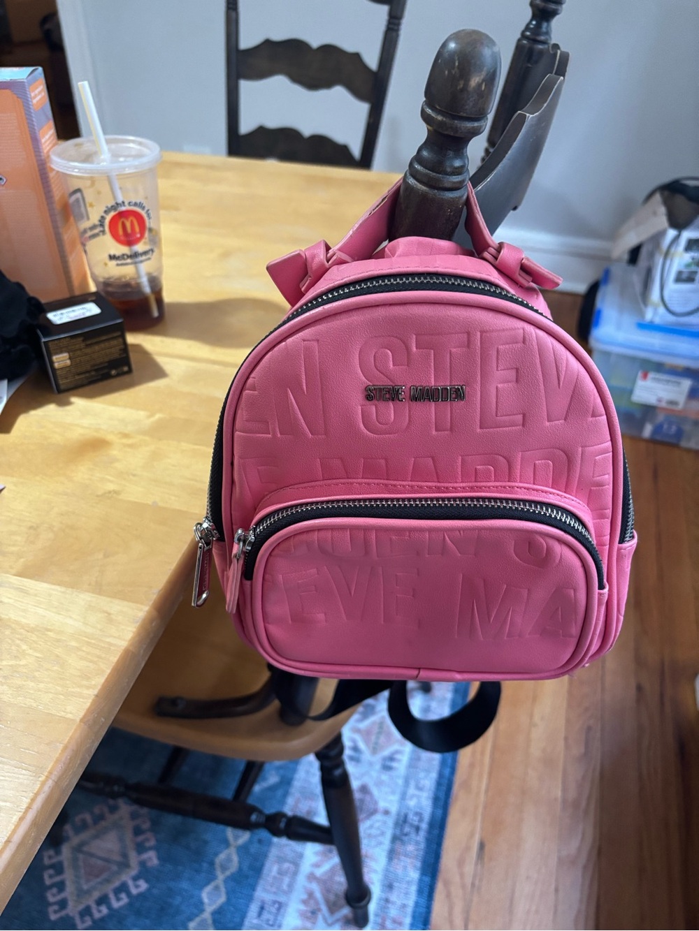 Steve Madden Pink Kids Mini Backpack with Embossed Logo